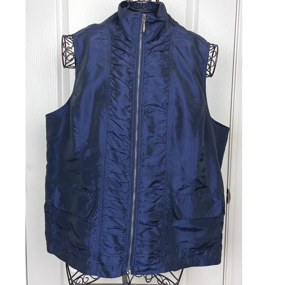 Chico's Zenergy Ruched Zip Up Vest Sleeveless Jacket Sz. 3 XL US 16 A+ Cond Navy